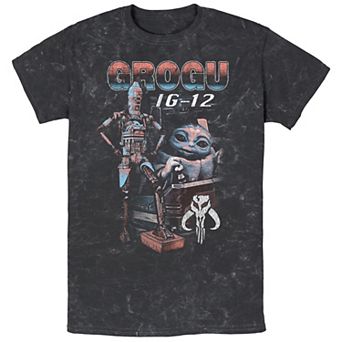 Men's Star Wars The Mandalorian Grogu IG-12 Portrait Mineral Wash Graphic Tee