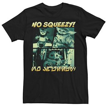 Men's Star Wars The Mandalorian Grogu Anzellan Droidsmith No Squeezy Boxes Graphic Tee