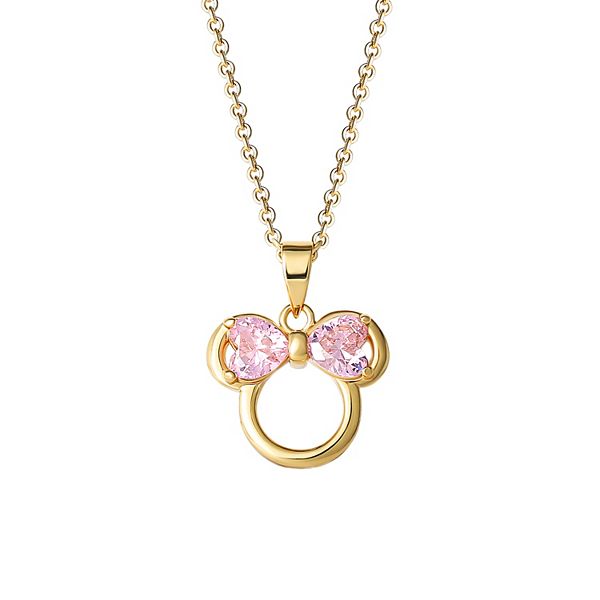 Disney's Minnie Mouse 18K Gold Plated Pink Cubic Zirconia Open ...