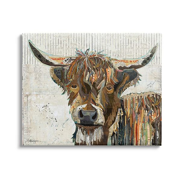 Stupell Home Decor Highland Cattle Cow Collage Portrait Canvas Wall Art