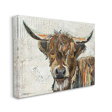 Stupell Home Decor Highland Cattle Cow Collage Portrait Canvas Wall Art