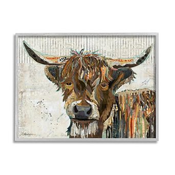 Stupell Home Decor Highland Cattle Cow Collage Portrait Framed Wall Art