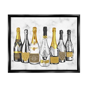 Stupell Home Decor Radiant Glam Twinkle Champagne Bottles Framed Wall Art