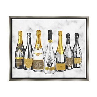 Stupell Home Decor Radiant Glam Twinkle Champagne Bottles Framed Wall Art