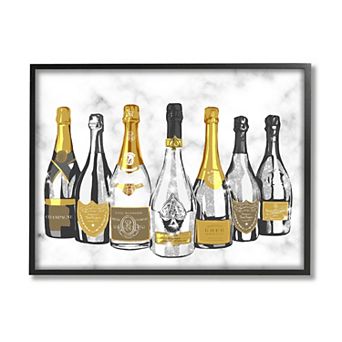 Stupell Home Decor Radiant Glam Twinkle Champagne Bottles Wood Framed Wall Art