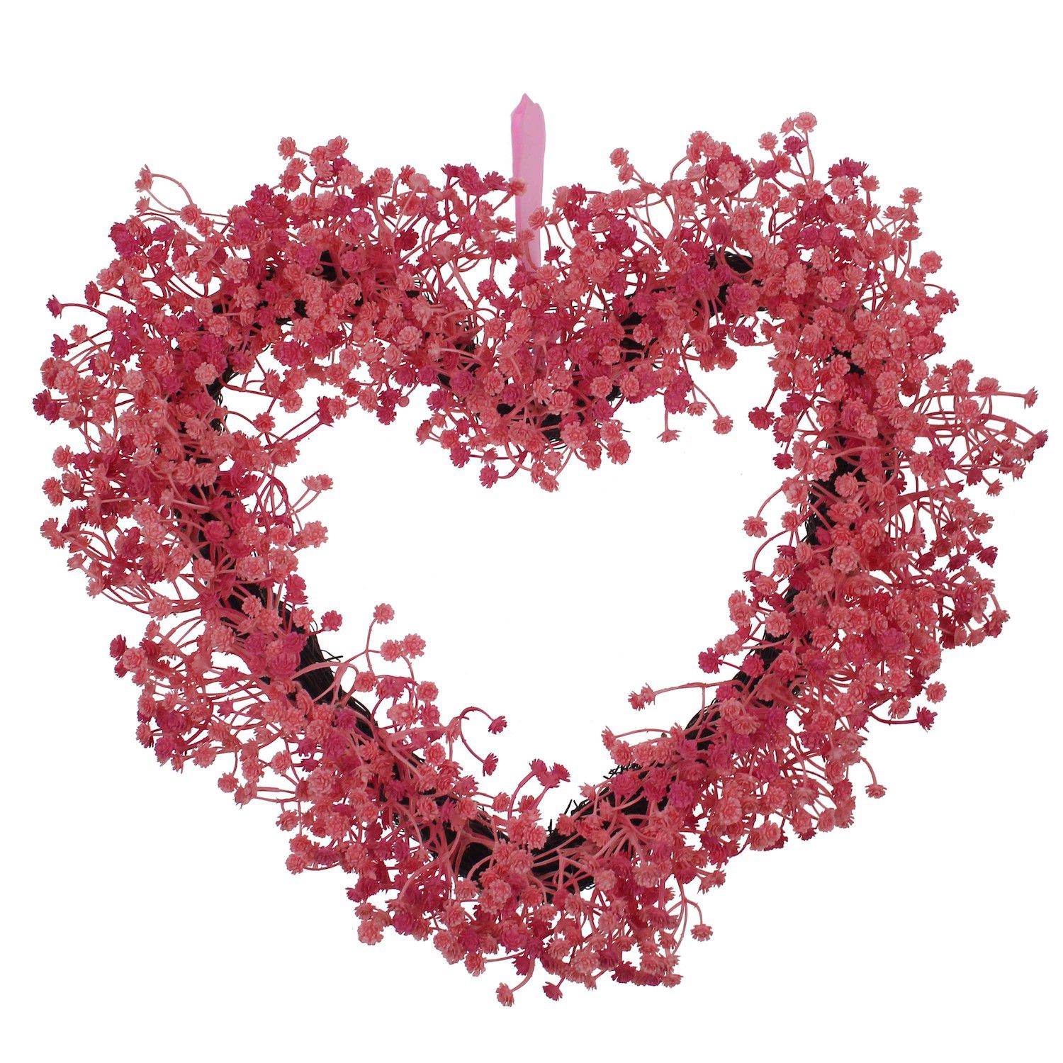 Red Heart Ornament & Tinsel Wreath 16in