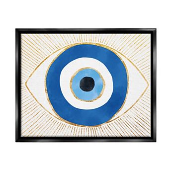 Stupell Home Decor Evil Eye Shape Striped Mati Symbol Framed Canvas Wall Art