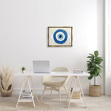 Stupell Home Decor Evil Eye Shape Striped Mati Symbol Gold Framed Wall Art