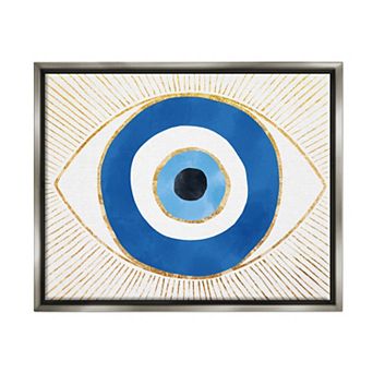 Stupell Home Decor Evil Eye Shape Striped Mati Symbol Framed Canvas Wall Art