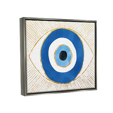 Stupell Home Decor Evil Eye Shape Striped Mati Symbol Framed Canvas Wall Art
