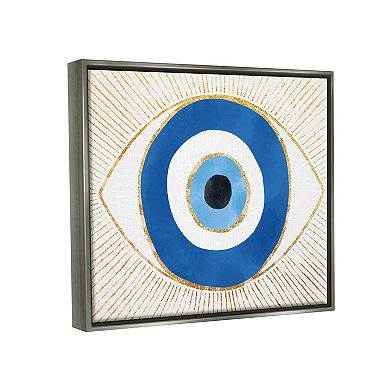 Stupell Home Decor Evil Eye Shape Striped Mati Symbol Framed Canvas Wall Art