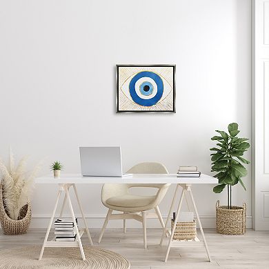 Stupell Home Decor Evil Eye Shape Striped Mati Symbol Framed Canvas Wall Art