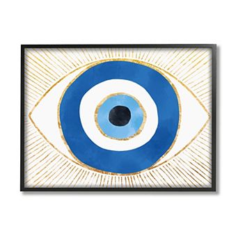 Stupell Home Decor Evil Eye Shape Striped Mati Symbol Framed Canvas Wall Art