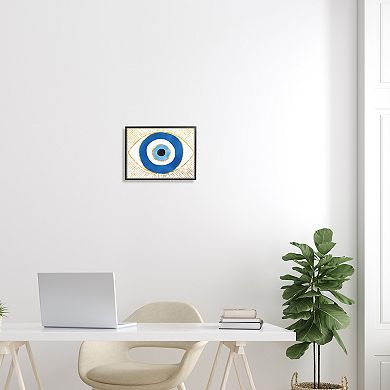 Stupell Home Decor Evil Eye Shape Striped Mati Symbol Framed Canvas Wall Art