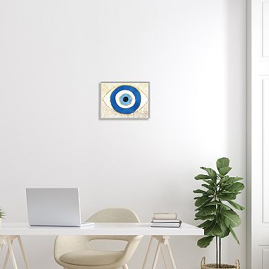 Stupell Home Decor Evil Eye Shape Striped Mati Symbol Framed Canvas Wall Art