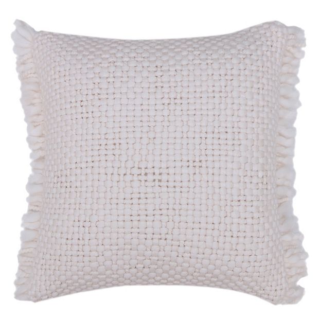 White fringe throw outlet pillow