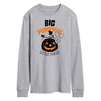 Disney's Winnie the Pooh Men's Big Pumpkin, Little Pig Long Sleeve Graphic Tee