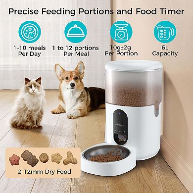 eco4life WiFi Smart Pet Feeder (6L) with Stainless Steel Food Bowl