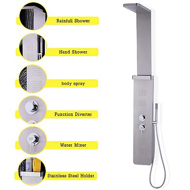 Luxurious Stainless Steel Shower Panel with Dual Massage Jets, Durable Material, Modern Design