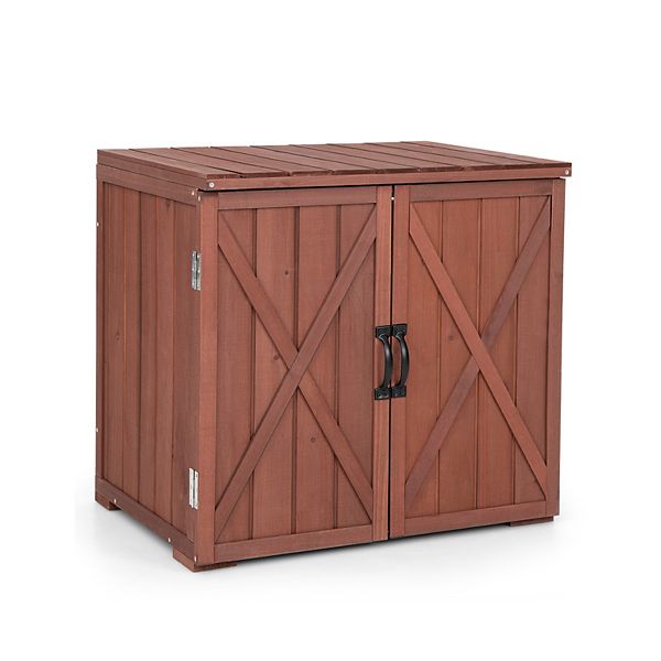 2.5 x 2 Feet Outdoor Wooden Storage with Double DoorsBrown