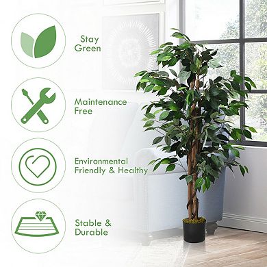 4 Feet In/Outdoor Trunks Artificial Ficus Silk Tree