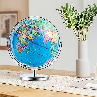 13" Illuminated World Globe 720 Degrees Rotating Map with LED Light