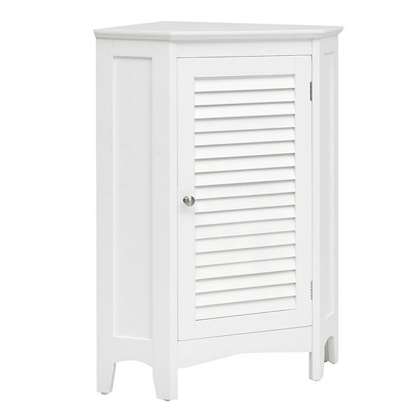 Wood Freestanding Bathroom Storage Cabinet with Double Shutter Door-White