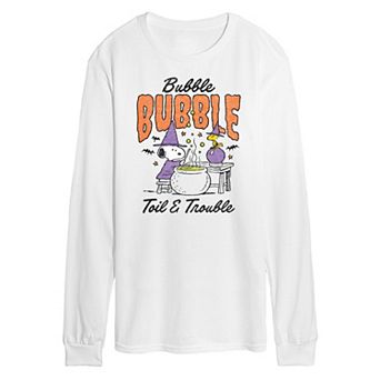 Men's Peanuts Snoopy & Woodstock Bubble, Bubble, Toil & Trouble Long Sleeve Graphic Tee