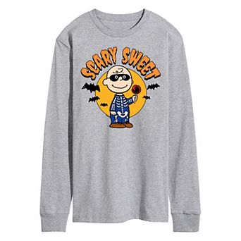 Men's Peanuts Halloween Scary Sweet Long Sleeve Graphic Tee
