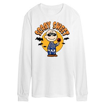 Men's Peanuts Halloween Scary Sweet Long Sleeve Graphic Tee