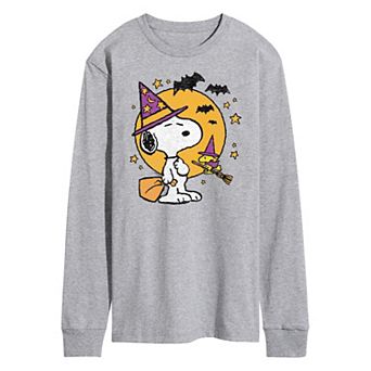 Men's Peanuts Snoopy Woodstock Witchcraft Long Sleeve Graphic Tee