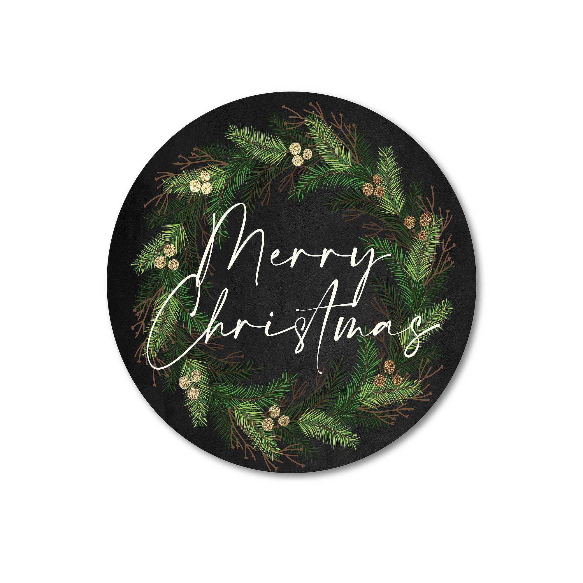 COURTSIDE MARKET Merry Wreath Circular Board Wall Art, Multi