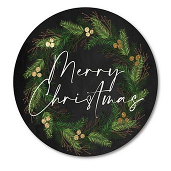 COURTSIDE MARKET Merry Wreath Circular Board Wall Art