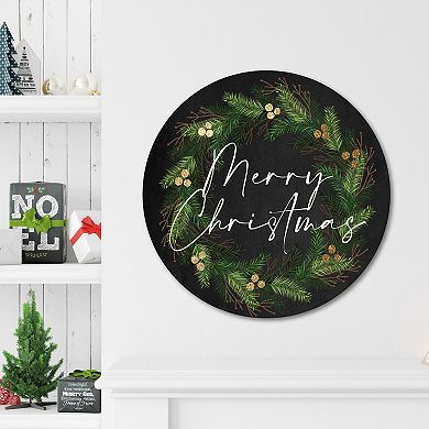 COURTSIDE MARKET Merry Wreath Circular Board Wall Art