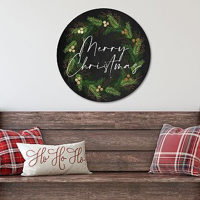COURTSIDE MARKET Merry Wreath Circular Board Wall Art