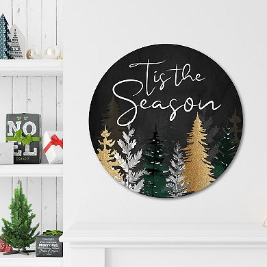 COURTSIDE MARKET Tis The Season Pine Circular Board Wall Art