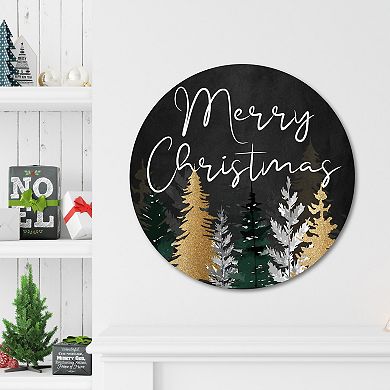 COURTSIDE MARKET Christmas Pines Circular Board Wall Art