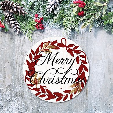 COURTSIDE MARKET Wreath Reds Circular Board Wall Art