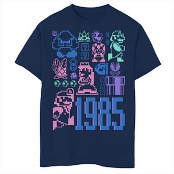Boys Super Mario 35th Anniversary 1985 Pixel Art Graphic Tee