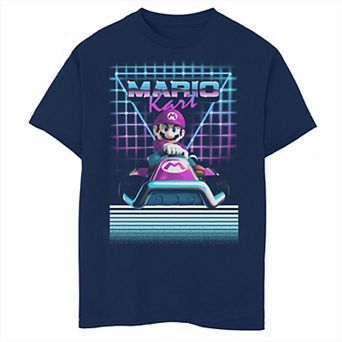 Boys Mario Kart Mario Retro Neon Driving Graphic Tee