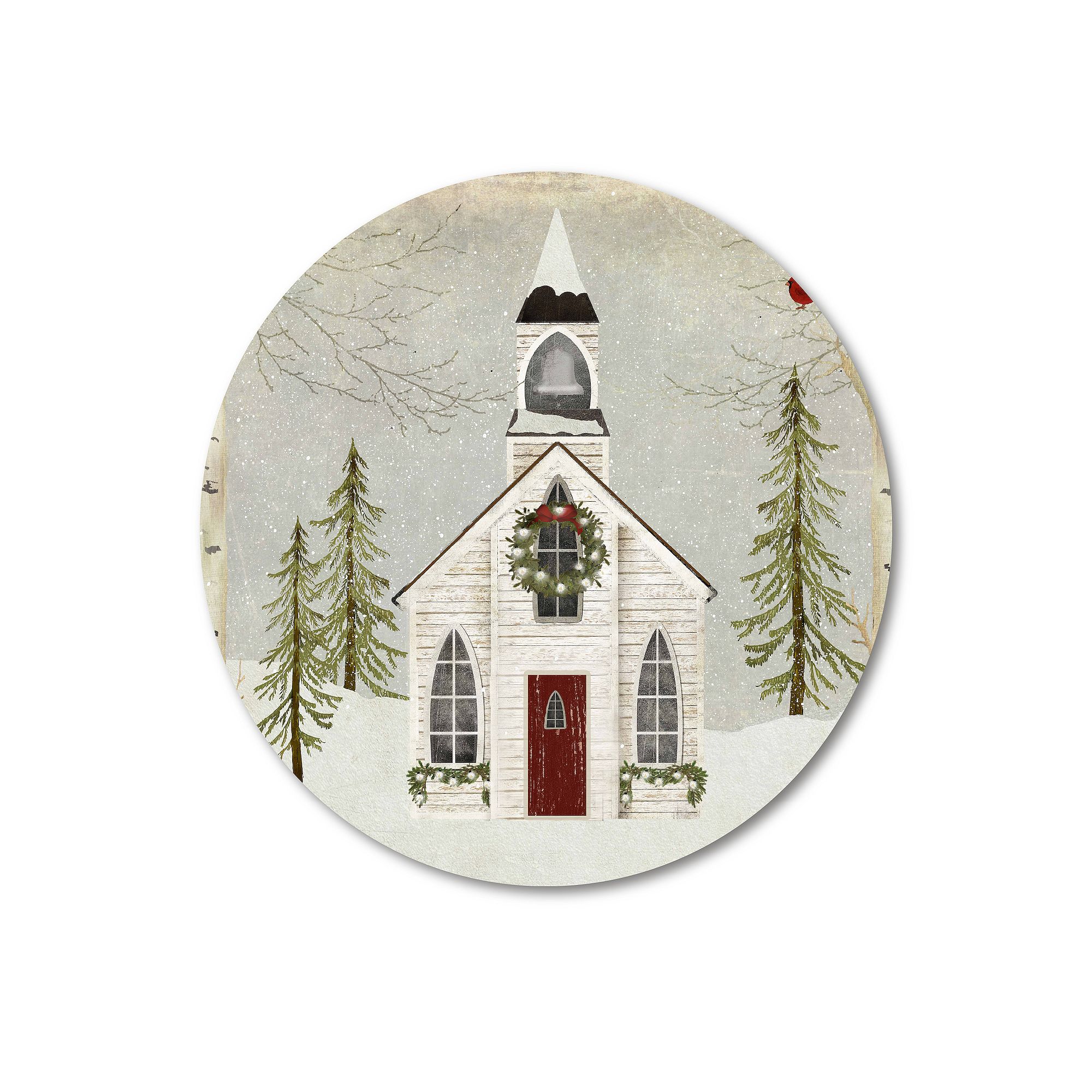 COURTSIDE MARKET Snow Barn Circular Board Wall Art, Multi
