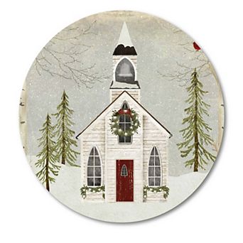 COURTSIDE MARKET Snow Barn Circular Board Wall Art