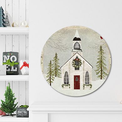 COURTSIDE MARKET Snow Barn Circular Board Wall Art