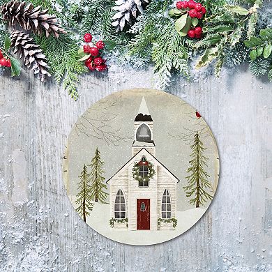 COURTSIDE MARKET Snow Barn Circular Board Wall Art
