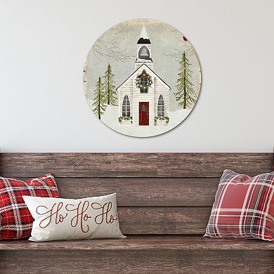 COURTSIDE MARKET Snow Barn Circular Board Wall Art