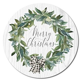 COURTSIDE MARKET Snowberry Wreath Circular Board Wall Art