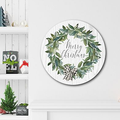 COURTSIDE MARKET Snowberry Wreath Circular Board Wall Art