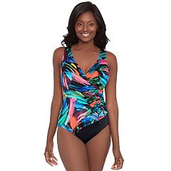 Women's Swim Romper with Built-in Bra and Pockets Stripe Print Ruffled One  Piece Full Coverage Swimsuit Plus Size Swimsuit with Boyleg