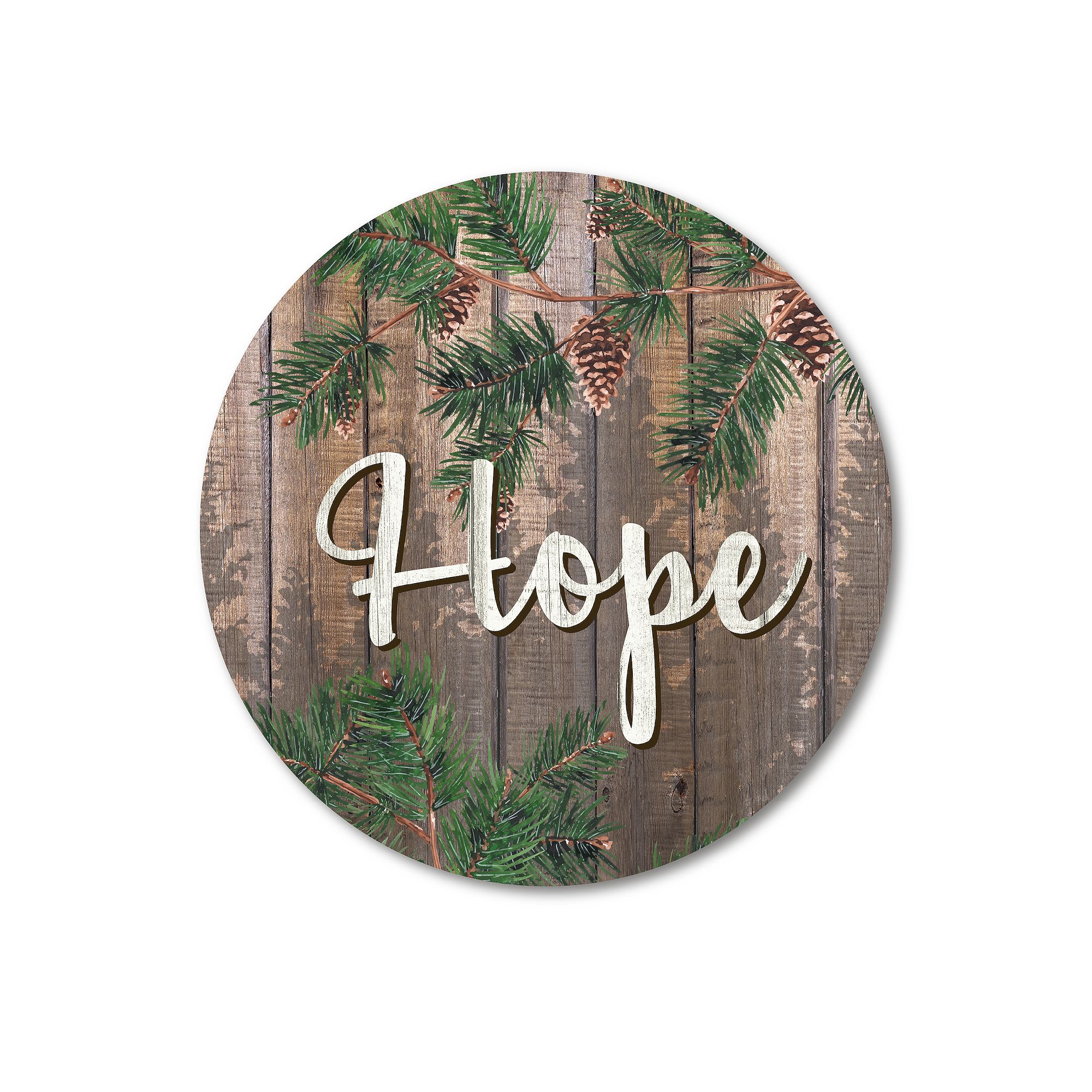 COURTSIDE MARKET Rustic Hope Circular Board Wall Art, Multi