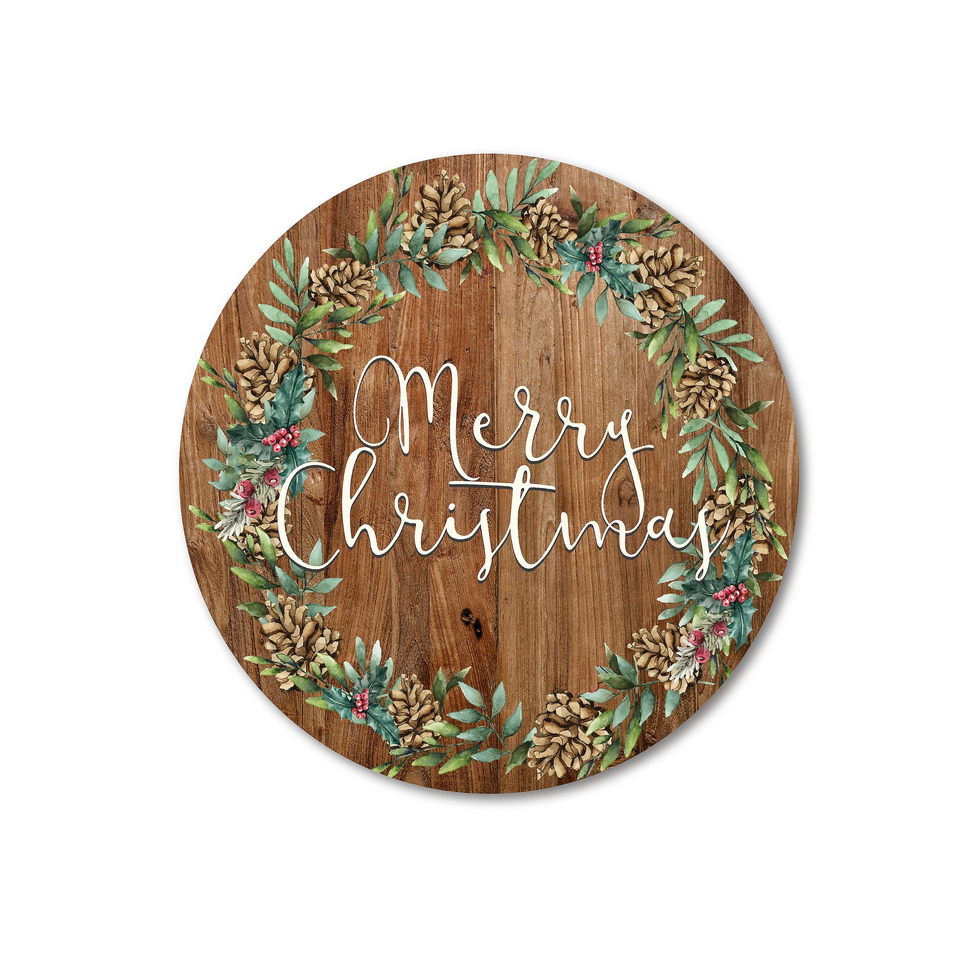 COURTSIDE MARKET Christmas Cotton & Greens Circular Board Wall Art, Multi